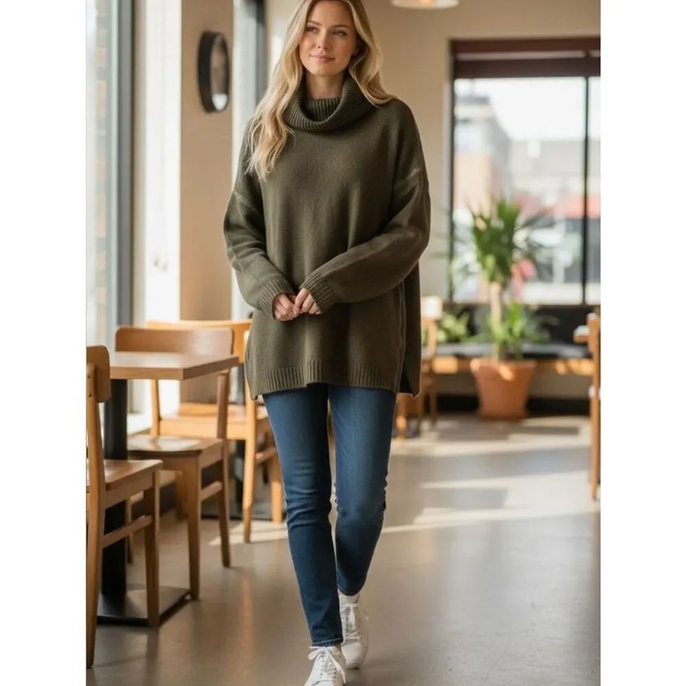 $565 The Kooples mock neck oversized cashmere sweater NWT MEDIUM